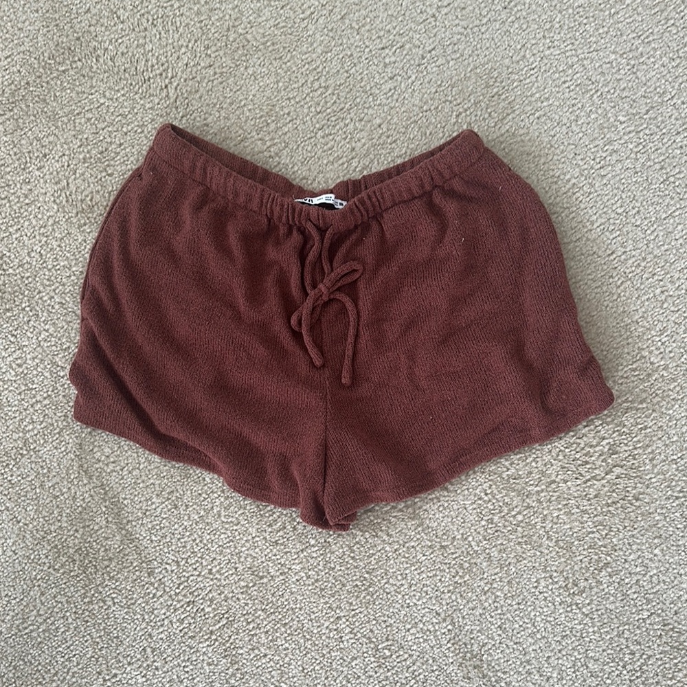 Zara Brown Athletic Shorts with Drawstring Waist